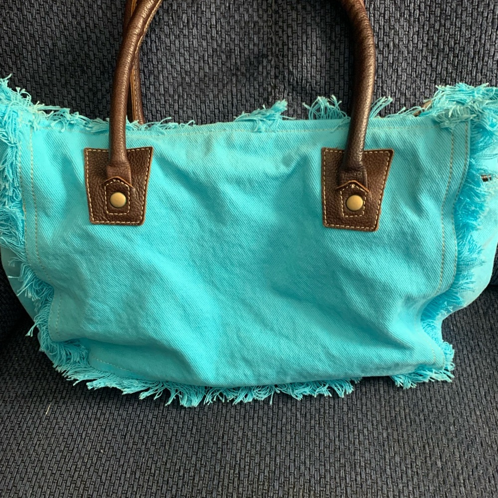 Myra Bag Turquoise And Brown Patterned Shoulder B… - image 3